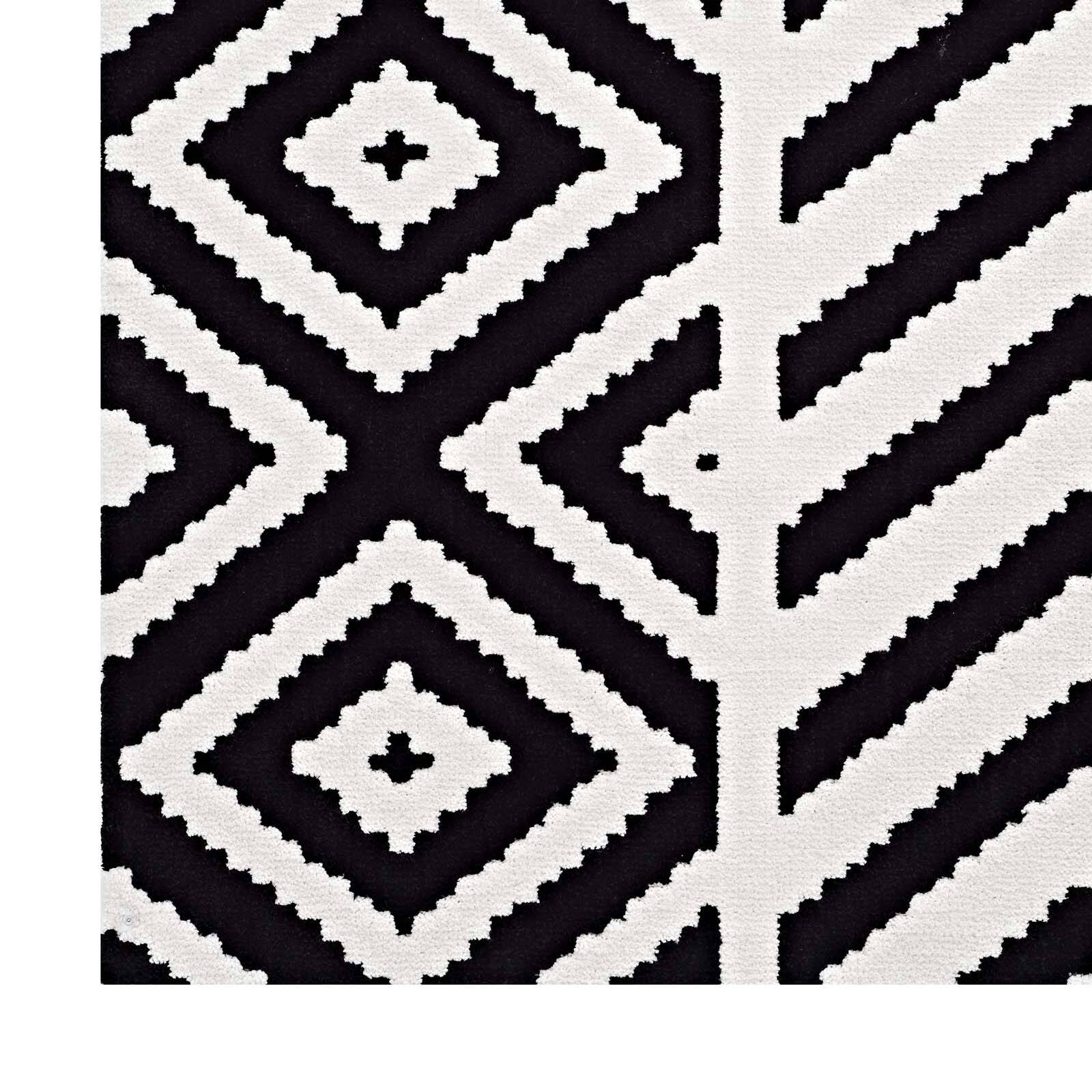 Alt View 2. Modway - Ailani Geometric Chevron-Diamond Area Rug - Black and White.