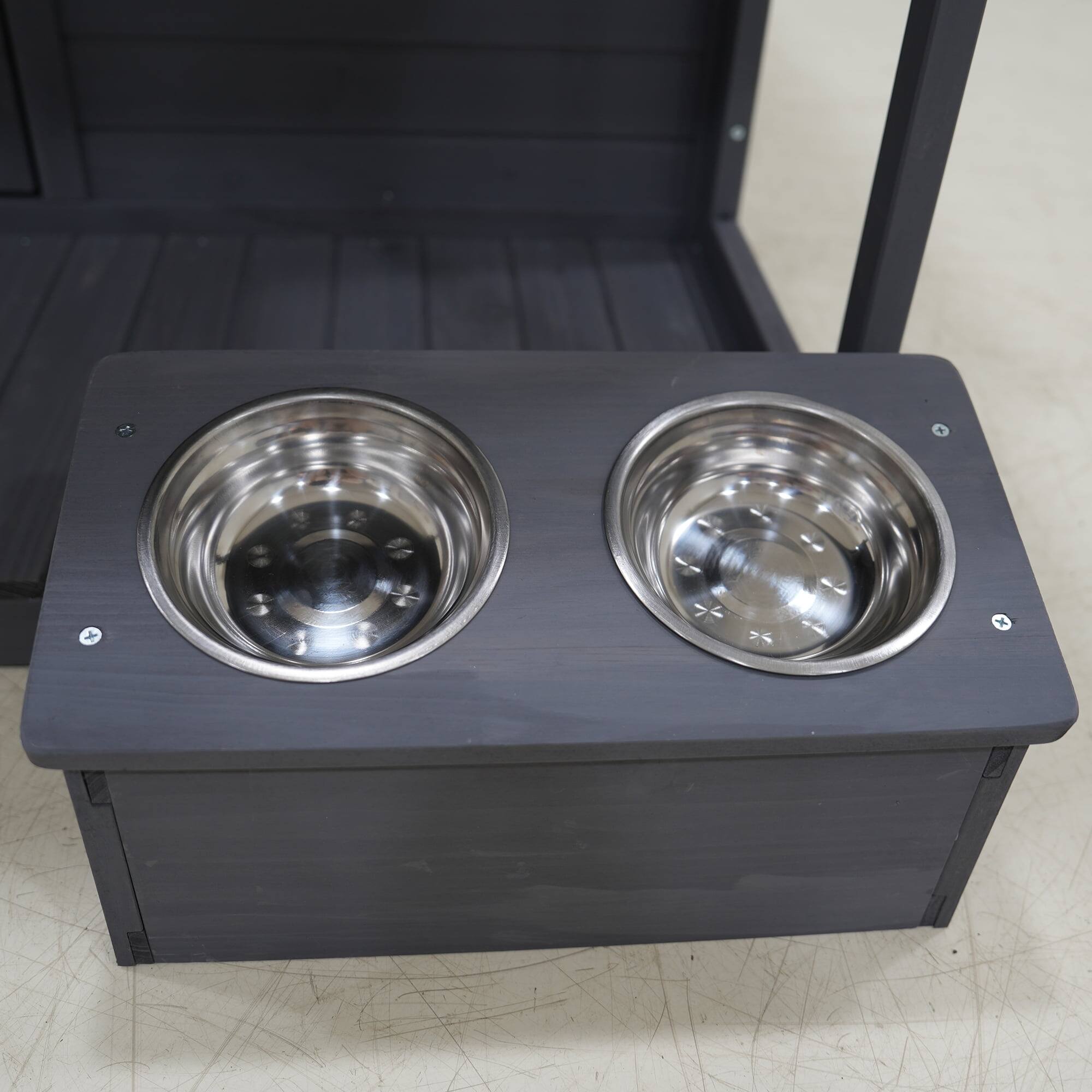 Alt View 3. Pefilos - 44" Wooden Dog House Outdoor Dog Kennel with Small Doors that Can Be Locked, Terrace for Small Dogs.