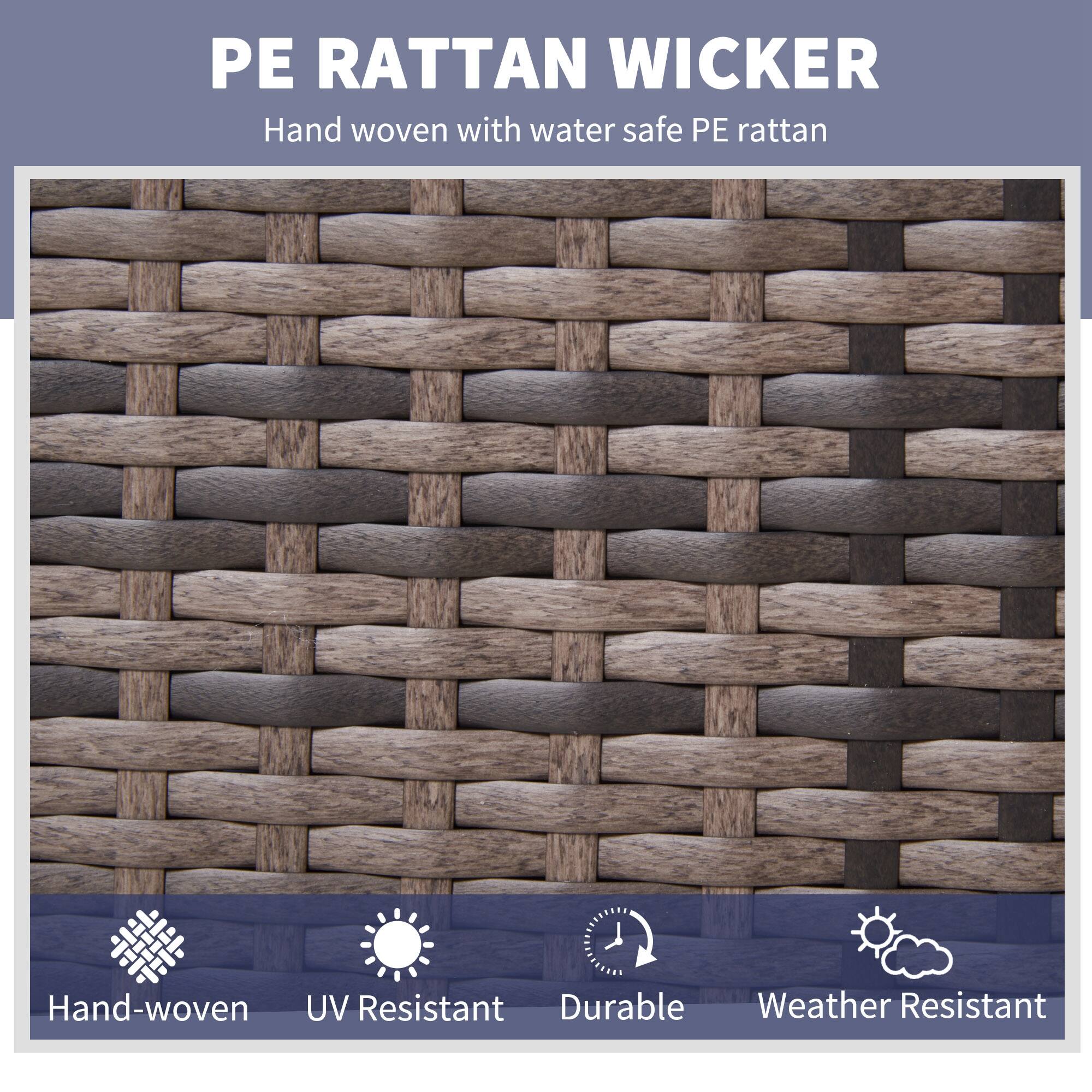 PE RATTAN WICKER  
Hand woven with water safe PE rattan  

- Hand-woven  
- UV Resistant  
- Durable  
- Weather Resistant