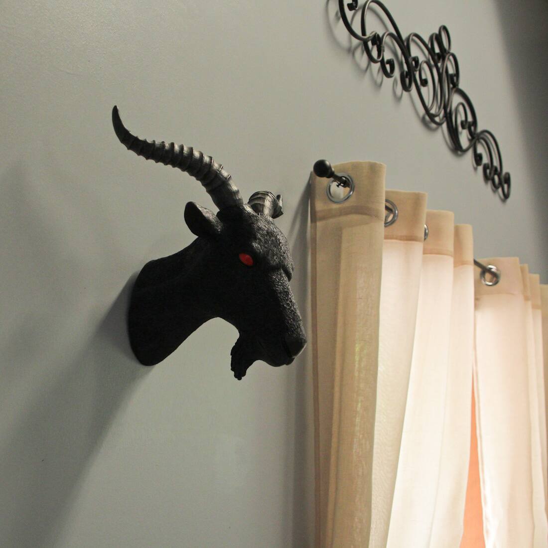 Alt View 3. Zeckos - 16 Inch Resin Black Baphomet Bust Wall Sculpture Hanging Home Decor Goat Head - Black.