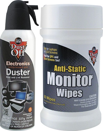  Dust-Off - 7-Oz. Duster and 80-Count Monitor Wipes