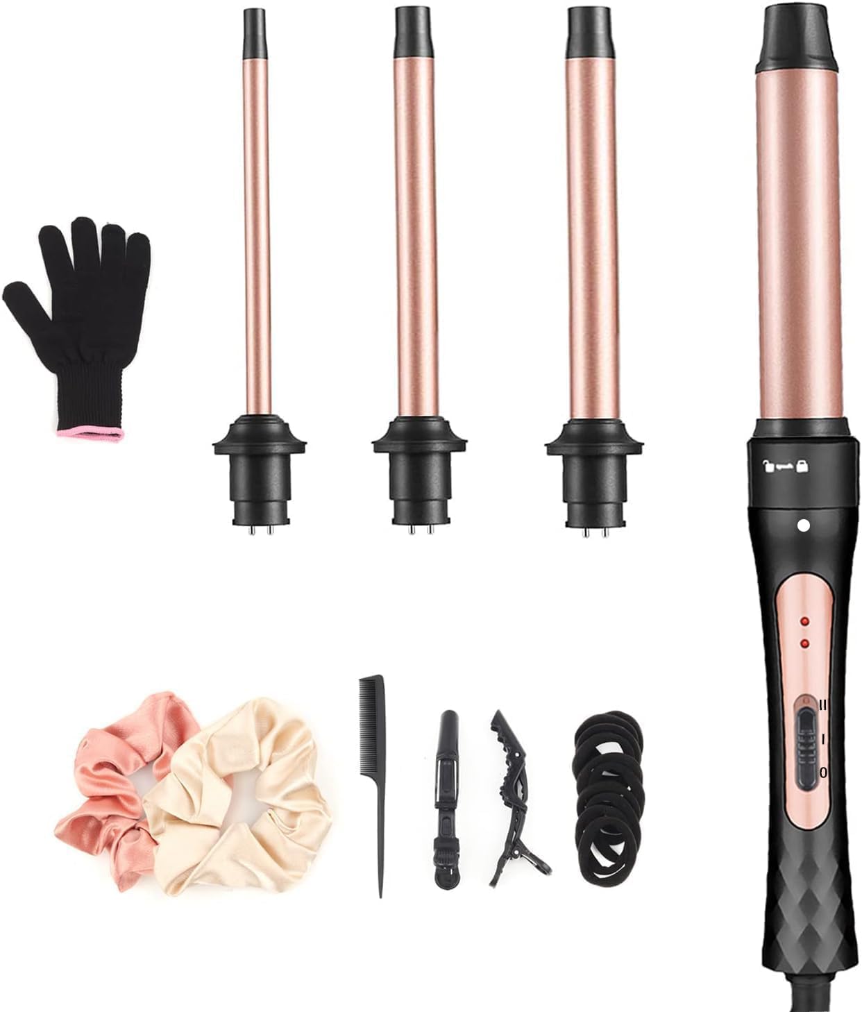 Reds Spade - Curling Iron Wand Hair Wands Interchangeable Ceramic Curler With Heat Resistant Glove Professional Styling - Medium 1