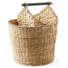 Casafield - Toilet Paper Roll Holder Magazine Storage Basket - Wicker Bathroom Tissue Bin - Natural