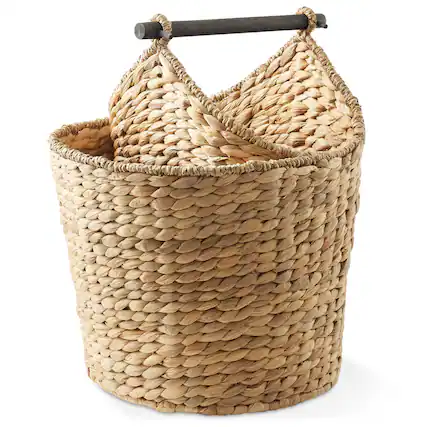 Front. Casafield - Toilet Paper Roll Holder Magazine Storage Basket - Wicker Bathroom Tissue Bin - Natural.