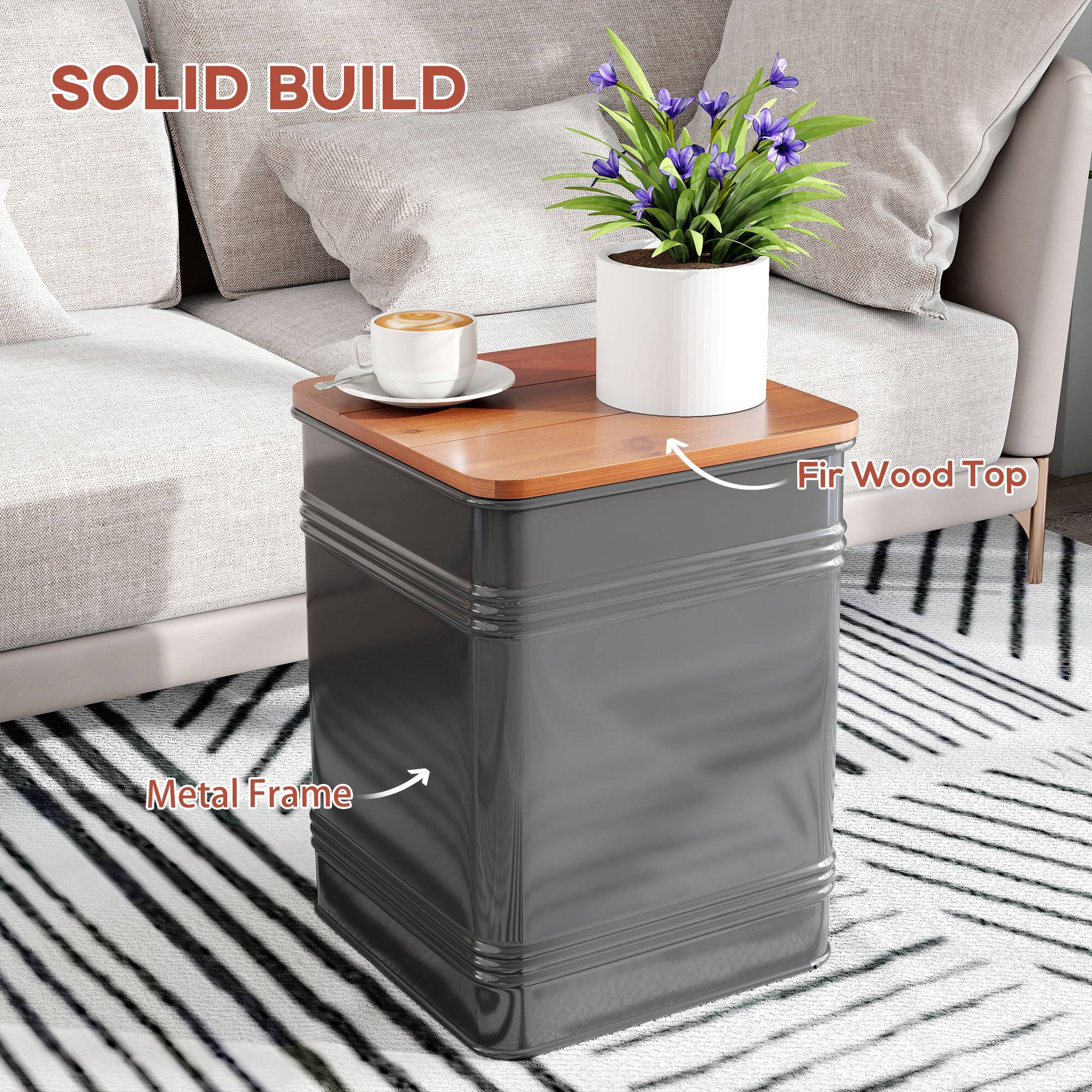 SOLID BUILD Fir Wood Top Metal Frame