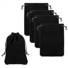Unique Bargains - Bluetooth Headphone Bag, 5pcs 5.91x3.94 Inch Travel Headset Carrying Storage Pouch Drawstring for Over-Ear Headphones - Black