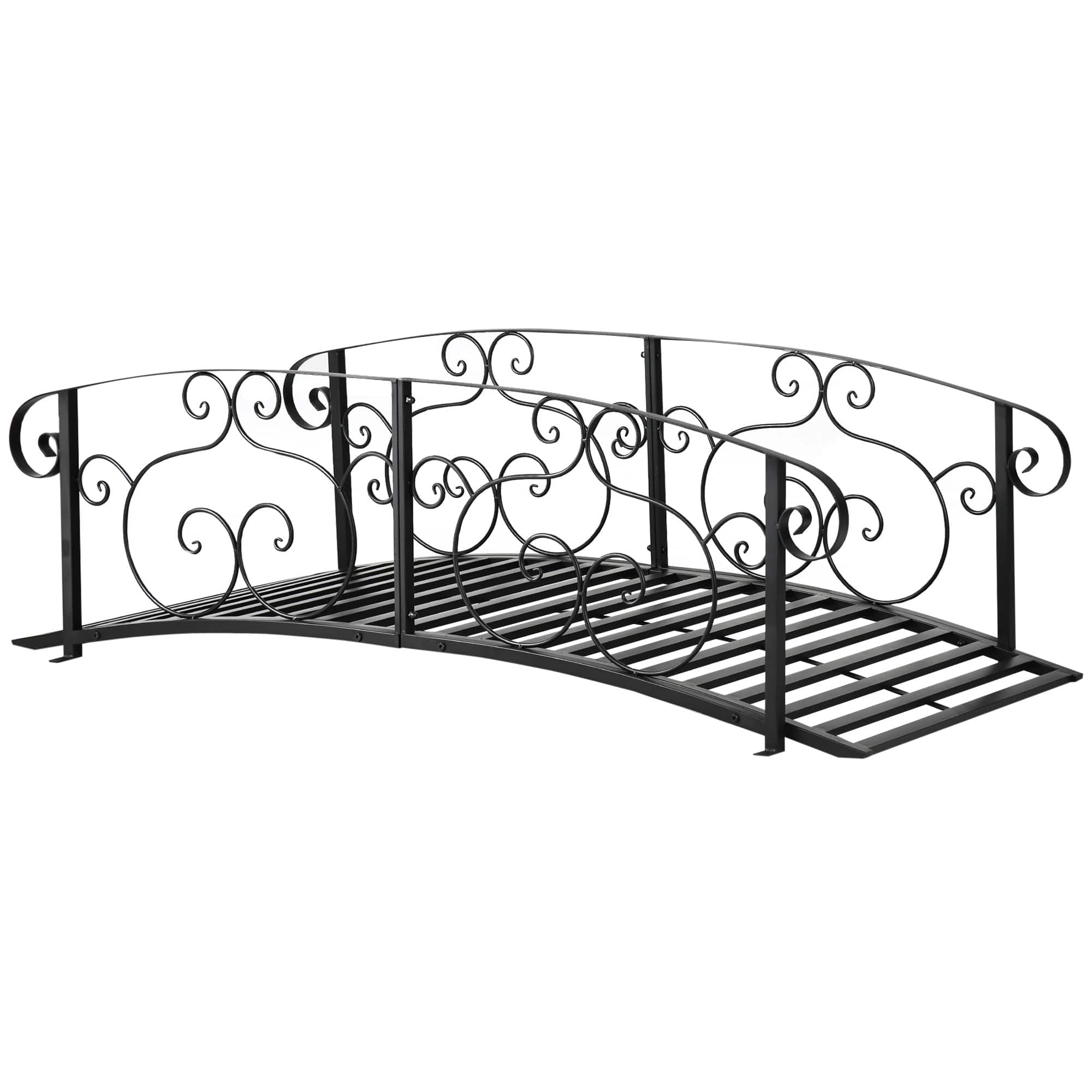 Outsunny - Metal Arch Backyard Garden Bridge, Safety Siderails, Arc Footbridge for Backyard Creek - Black price history on PriceWatchPro
