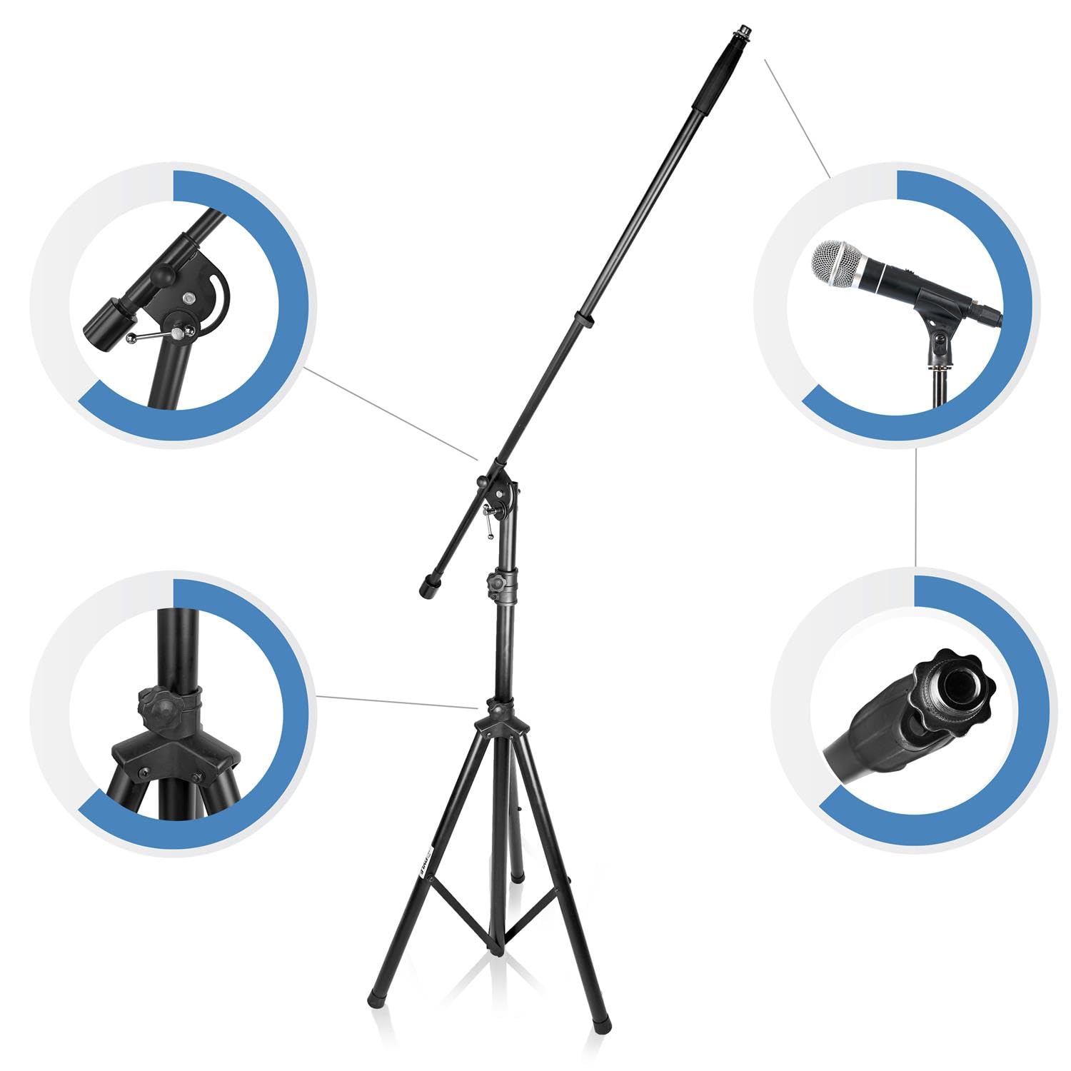 Back. Pyle - Pyle High-Performance Adjustable Microphone Suspension Boom Stand, Foldable, 51” - 90.5” Height - PMKS46.