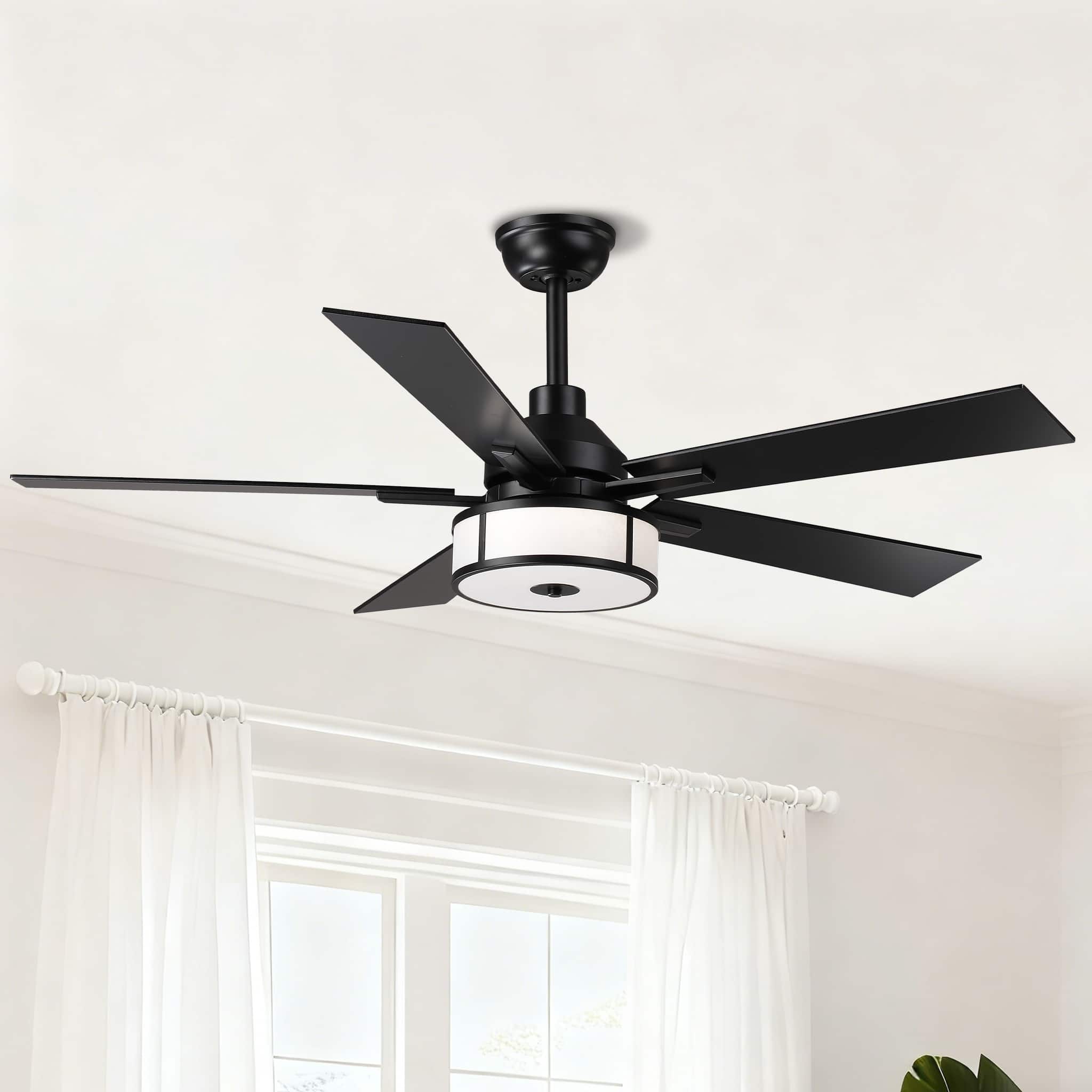 Parrot Uncle - 52" Modern LED Ceiling Fan with Light and Remote - Black