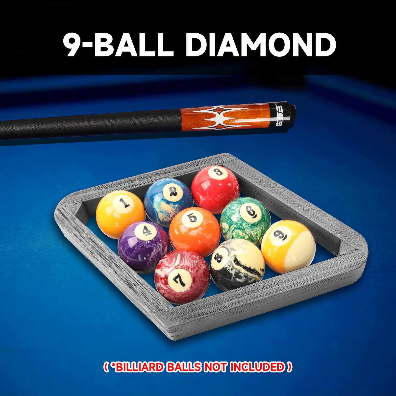GSE Games & Sports Expert Deluxe Brushed Grey Solid Wood 9 Ball Diamond ...