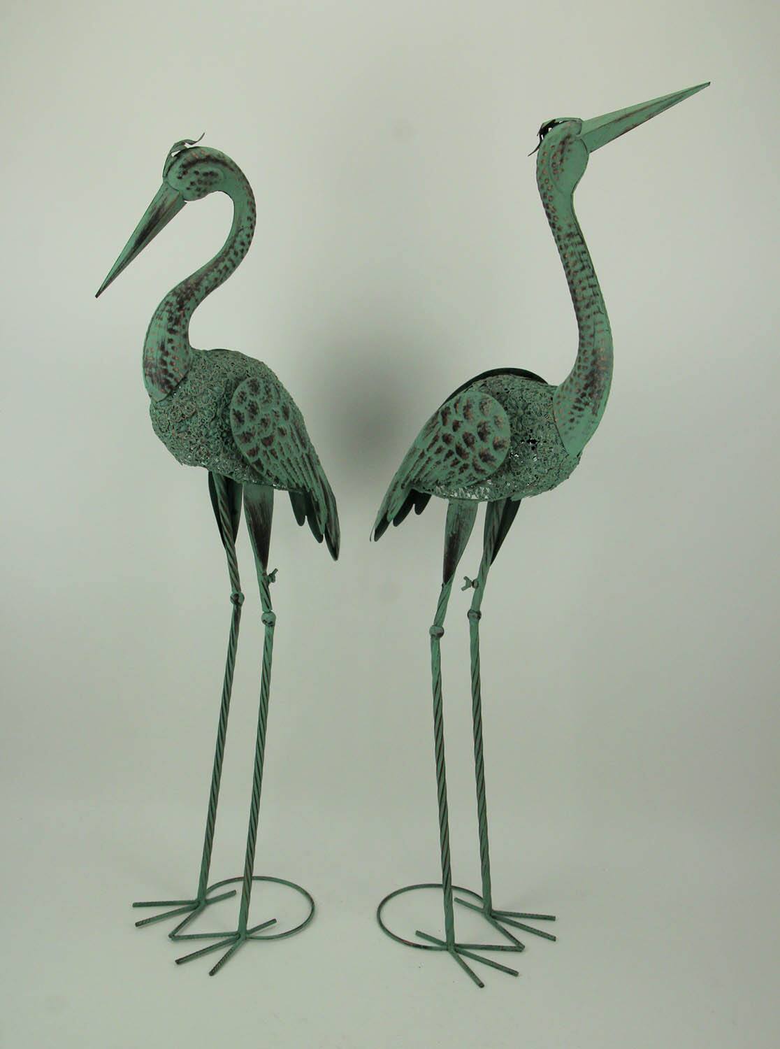 Alt View 1. The Gerson Companies - Verdigris Patina Metal Heron Birds Coastal Decor Statue Set of 2 - Green.