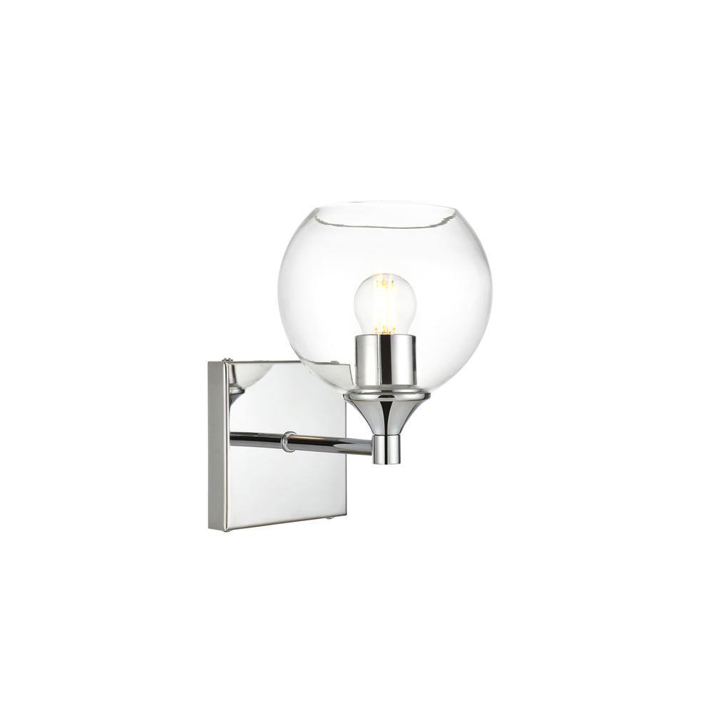 Back. Living District - Foster 1 light Chrome and Clear Bath Sconce - Chrome And Clear.