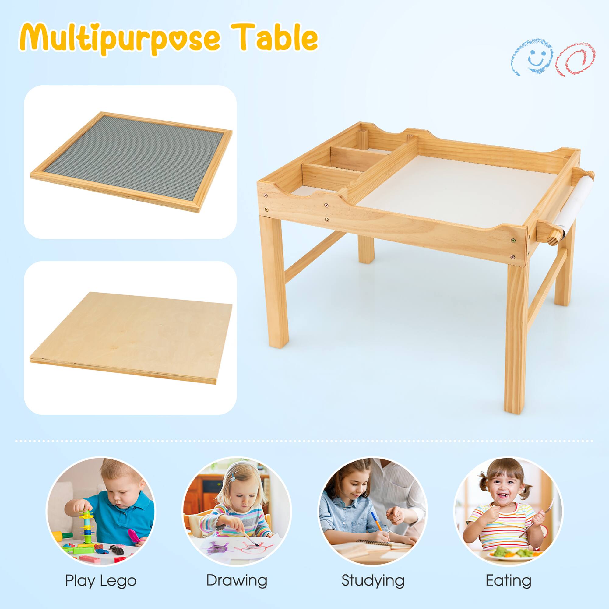 Multipurpose Table

- Play Lego
- Drawing
- Studying
- Eating