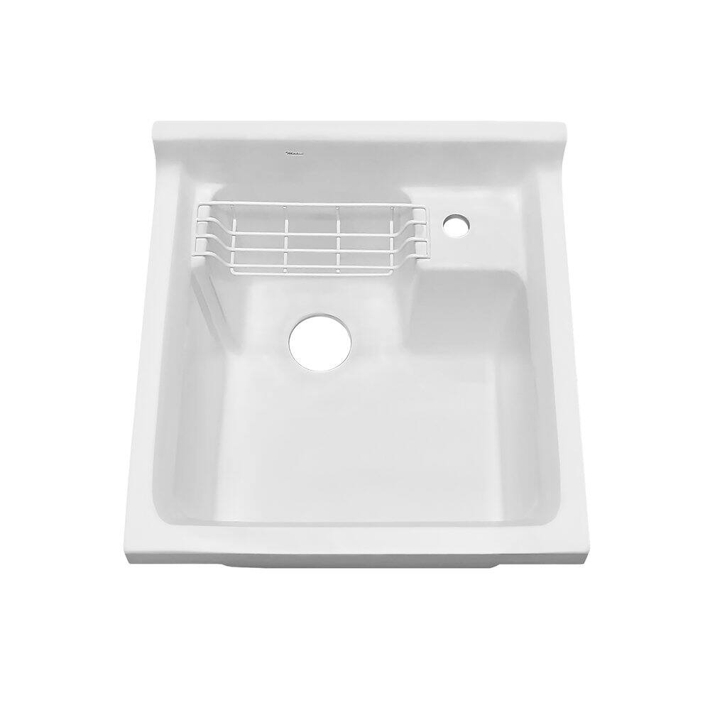 Left. Whitehaus - Vitreous China Single Bowl, Drop-in Sink - White.