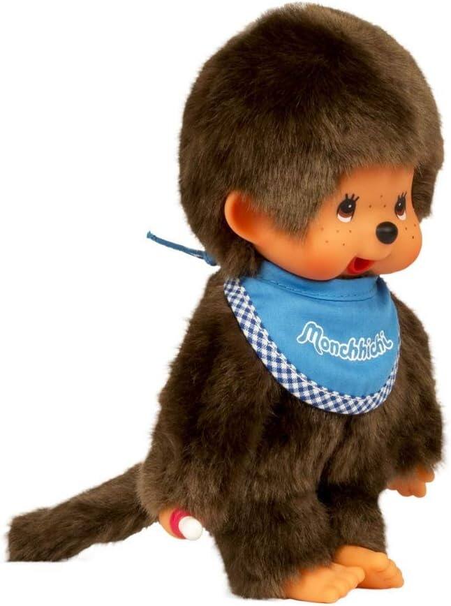 Alt View 1. Monchhichi - Monchhichi Classic Plush Toy - Boy Blue Bib.