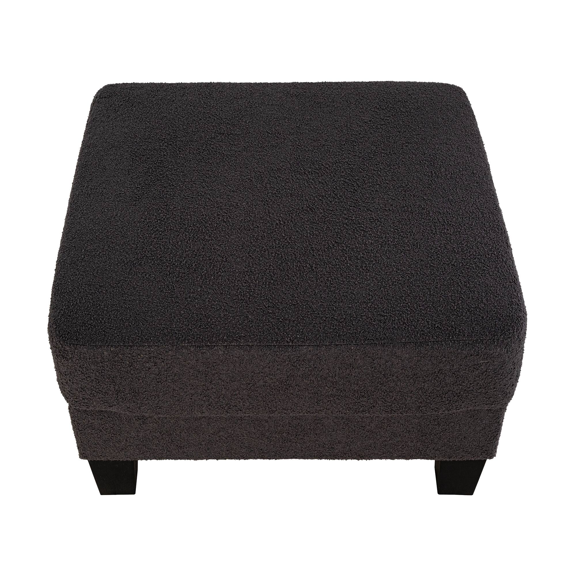 Front. Vaczon - Storage Ottoman Footrest with Hidden Storage, Upholstered Fabric Square Ottoman for Living Room and Bedroom - Charcoal Gray.