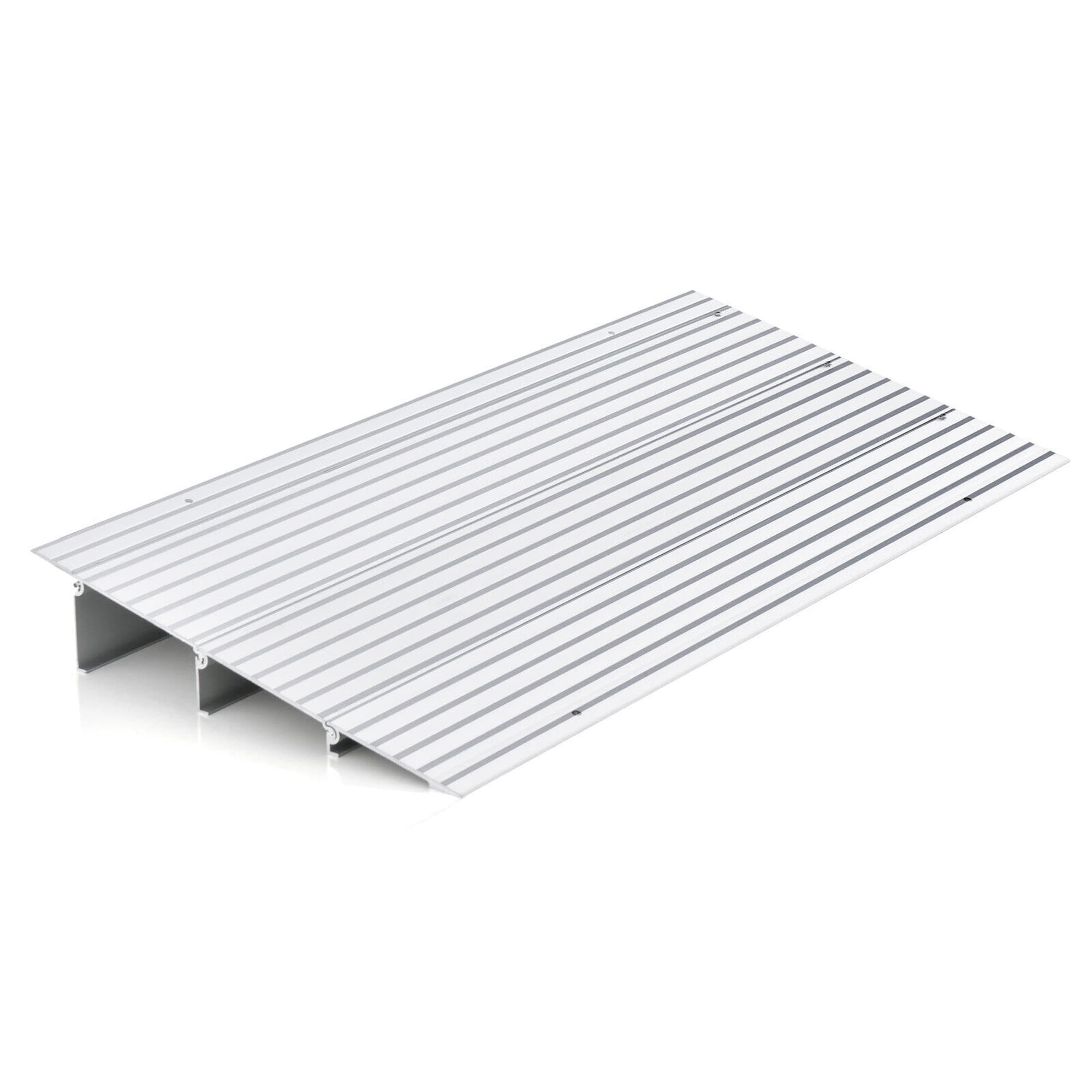 Gymax - 3'' Door Threshold Ramp Aluminum Adjustable Rise Entry Ramp for Wheelchair - Silver