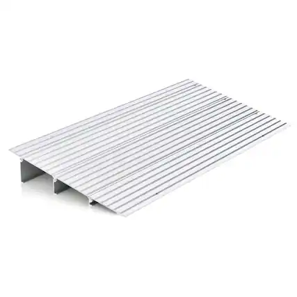 Front. Gymax - Gymax 3'' Door Threshold Ramp Aluminum Adjustable Rise Entry Ramp for Wheelchair - Silver.