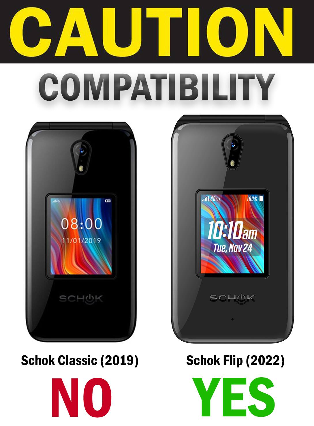 CAUTION COMPATIBILITY

Schok Classic (2019) NO

Schok Flip (2022) YES