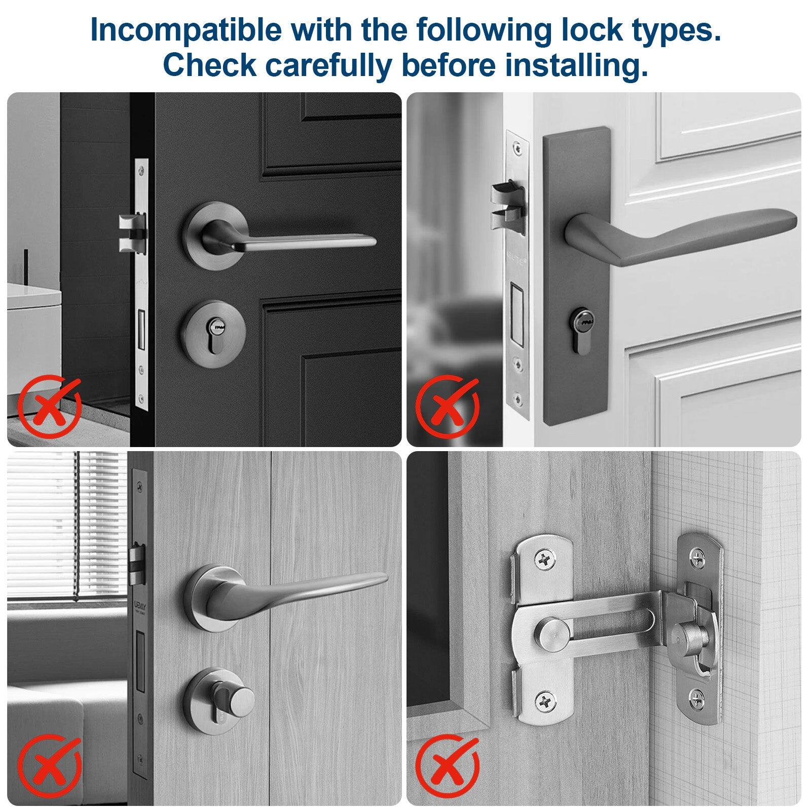 Incompatible with the following lock types. Check carefully before installing.