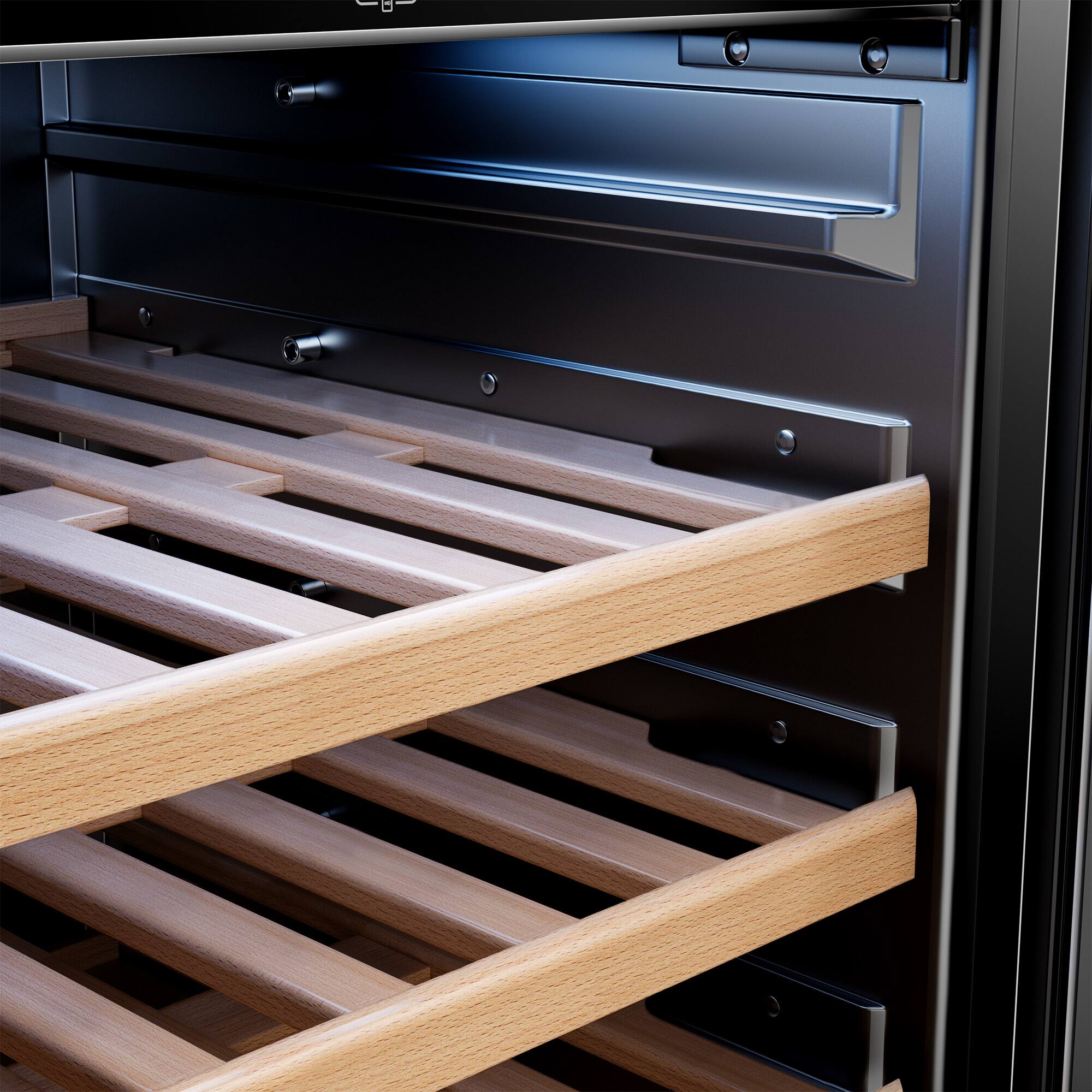 Alt View 1. Empava - 23.43 In. 46-Bottle Wine Cooler With Compressor Cooling, 6 Beech Shelves, Built-In/Freestanding Wine Fridge In Black - Black.