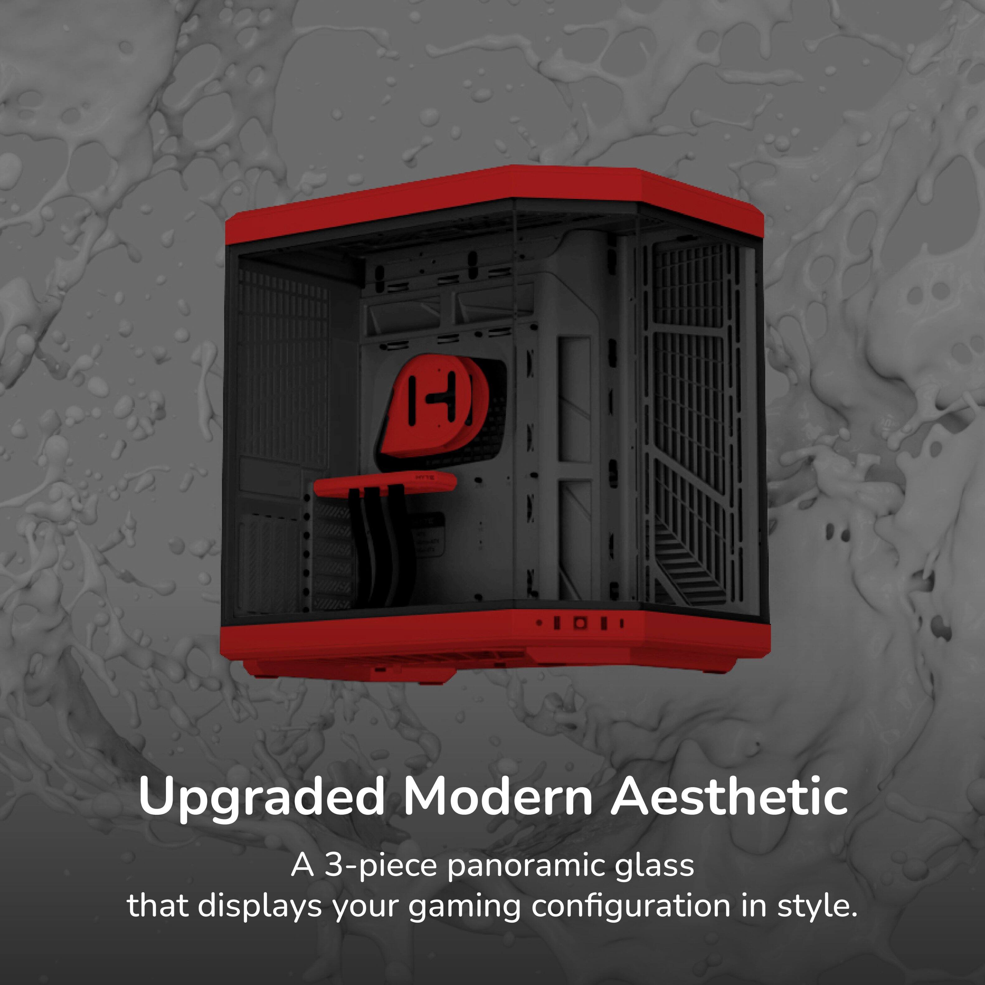 Upgraded Modern Aesthetic  
A 3-piece panoramic glass that displays your gaming configuration in style.