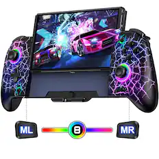 Front. Kitcheniva - Wireless Switch Controller for Nintendo Switch/OLED,Hall Effect One-Piece Joypad - Black.