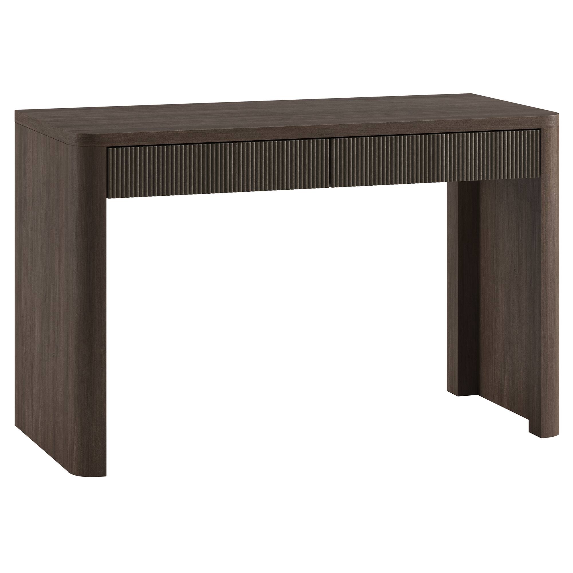 Left. Hudson&Canal - Palmera 47.5" Wide Rectangular Fluted Desk in Brown Oak - Brown.