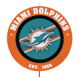 Evergreen Enterprises - Miami Dolphins 15" LED Round Metal Lit Wall Sign - Multicolor