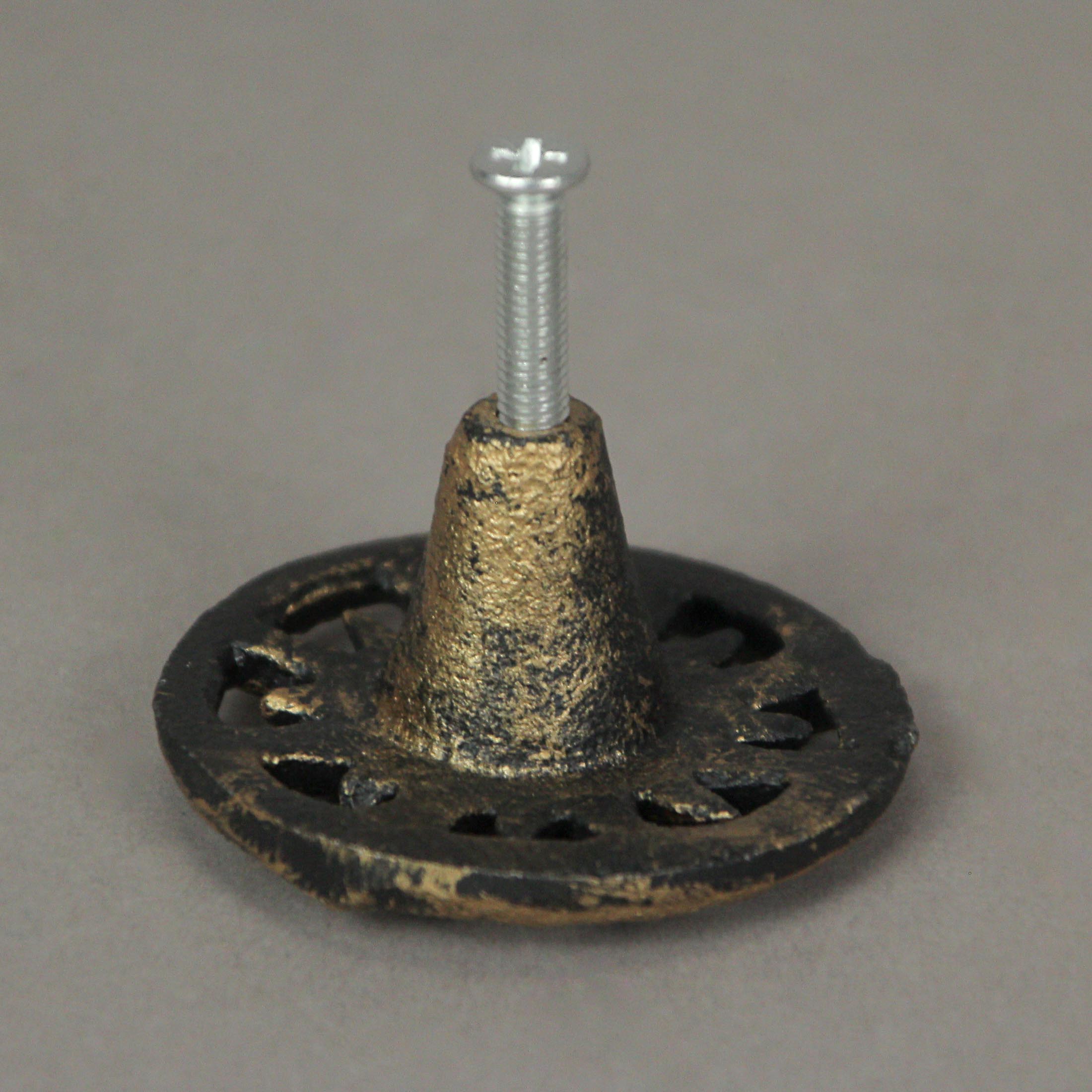 Alt View 9. Zeckos - Set of 6 Antique Golden Sun Cast Iron Drawer Pulls Cabinet Knob Home Decor - Gold.