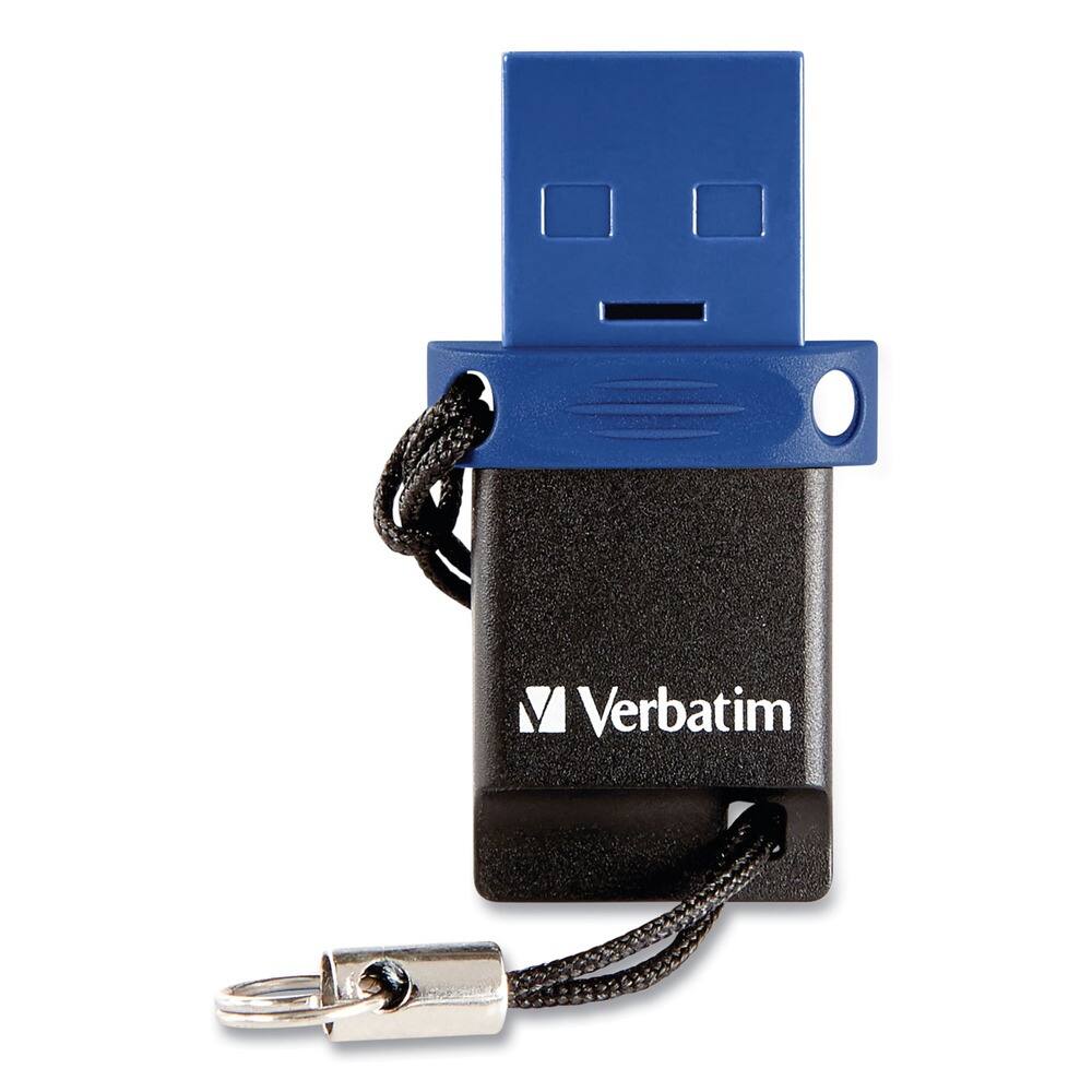 Angle. Verbatim - Verbatim 99155 Store ‘n' Go 64 GB Dual USB 3.0 Flash Drive for USB-C Devices - Blue - Blue.
