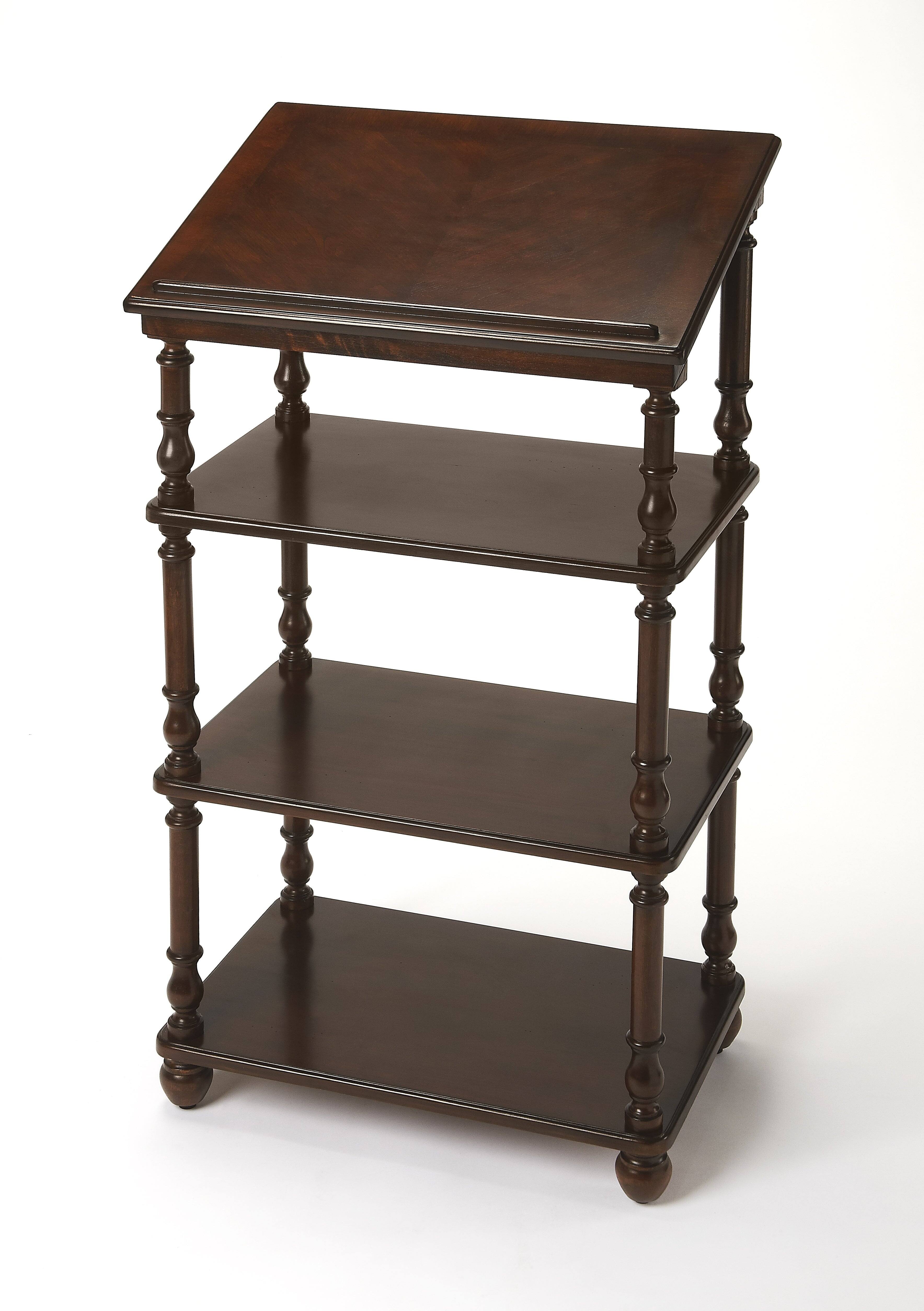 Front. Butler Specialty - Alden 24 in. W x 46 in. H 3-Tier Library Stand/Podium - Dark Brown.