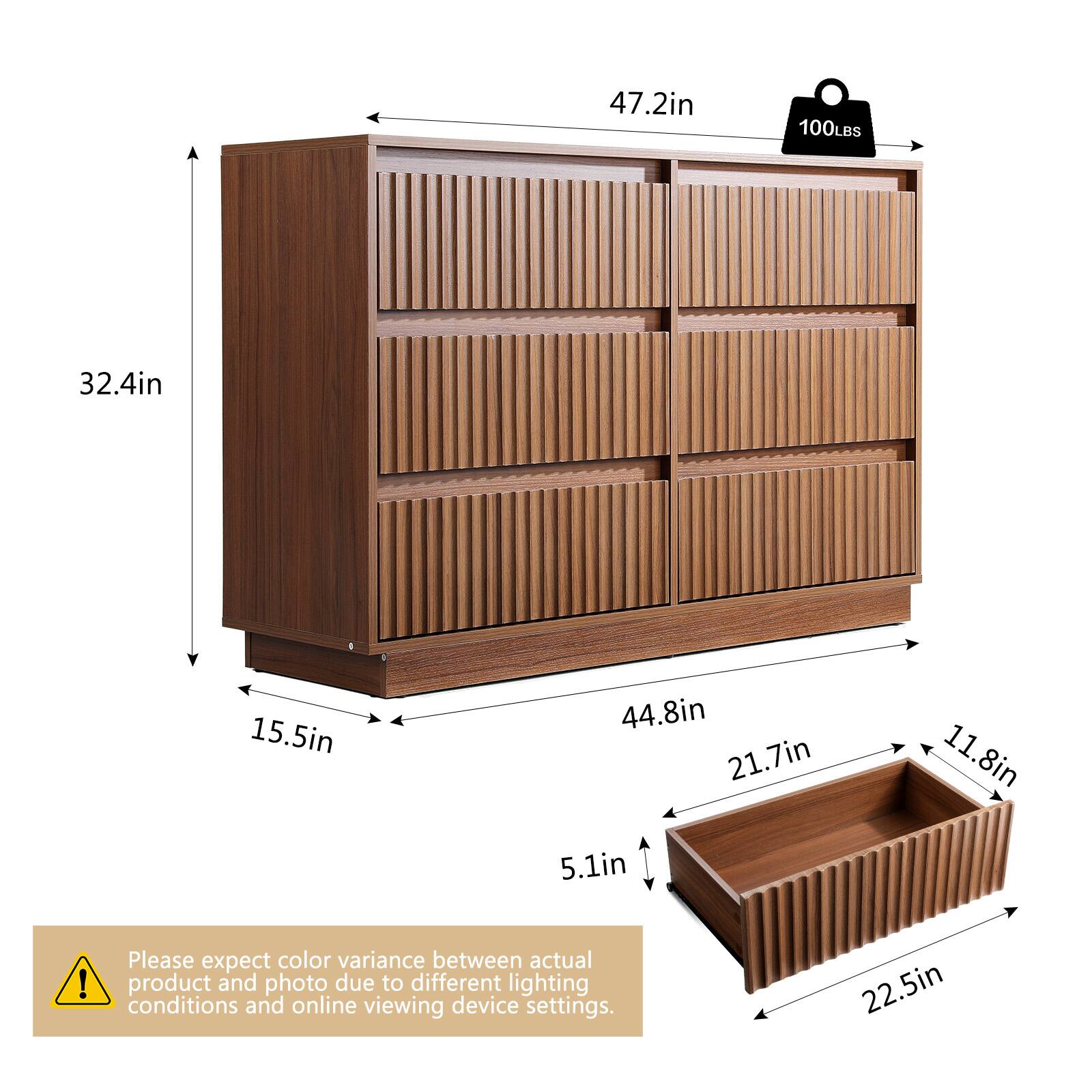47.2in 100LBS 32.4in 15.5in 44.8in 21.7in 11.8in 5.1in 22.5in

Please expect color variance between actual product and photo due to different lighting conditions and online viewing device settings.