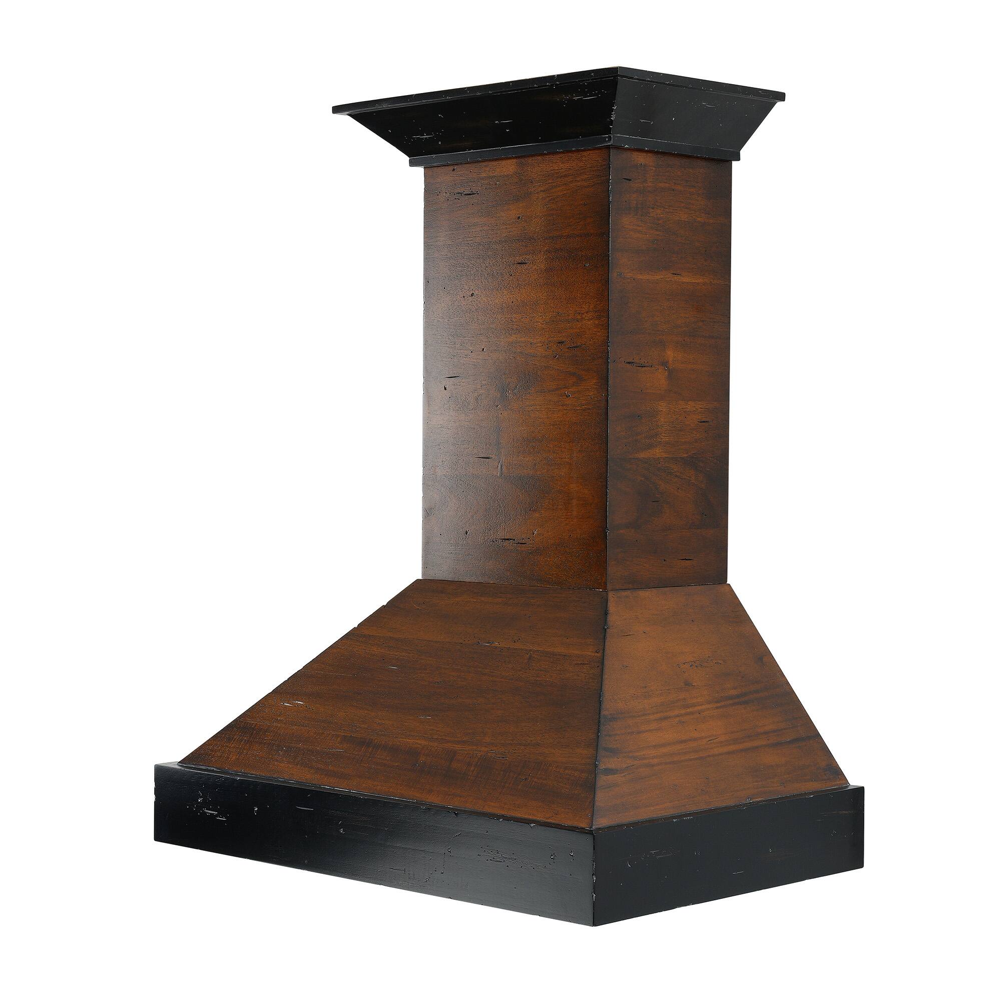 Left. ZLINE - ZLINE 30 in. Convertible Vent Wooden Wall Mount Range Hood in Antigua and Walnut - Walnut.