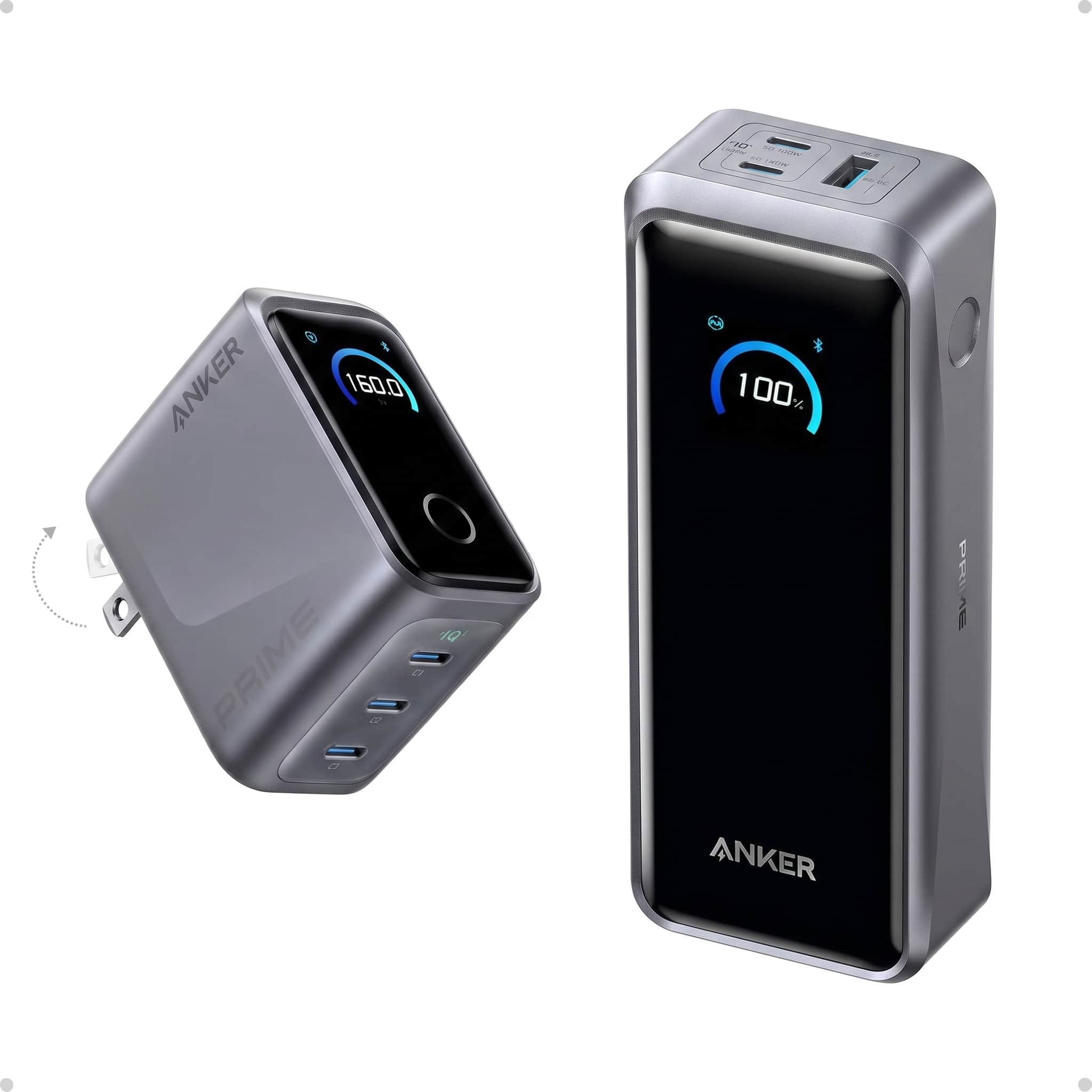 Prime Power Bank (26K, 300W) + Anker Prime Charger (160W, 3 Ports, Smart Display)