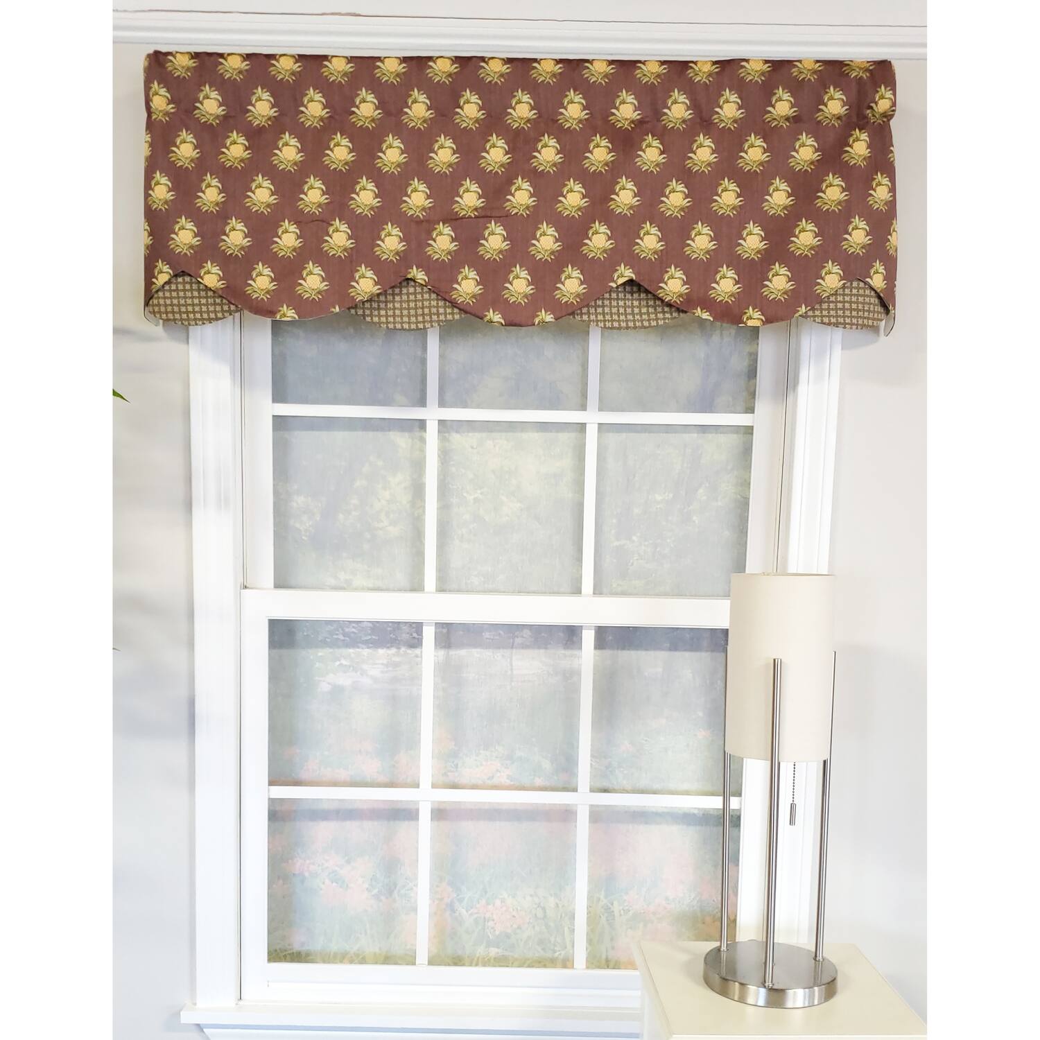 Angle. RLF Home - RLF Home 3" Rod Pocket High Quality Fabric Cherry Vine D-Regal Valance for Windows 50" x 17" Rose - Rose.