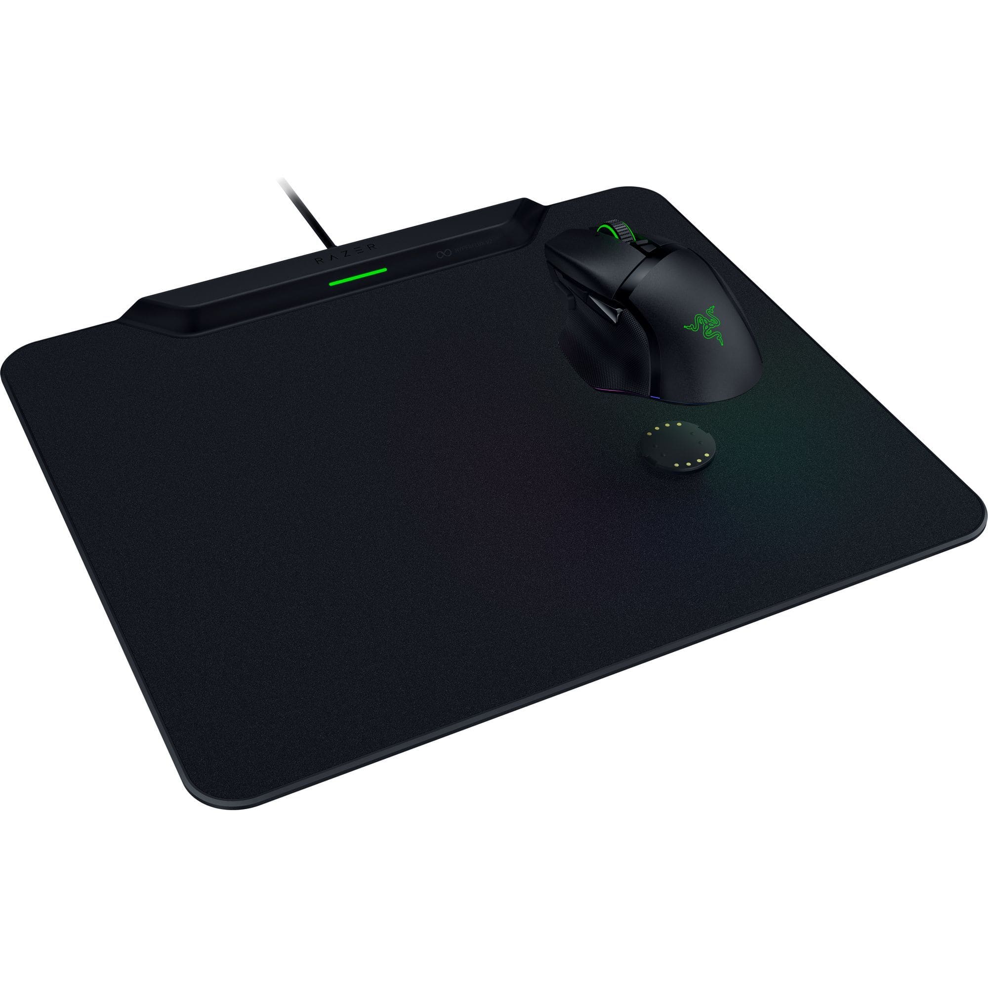 Alt View 4. Razer - Hyperflux V2 Wireless Charging Puck and Mouse Pad with Anti-Slip Rubber Base - Hard - Black.