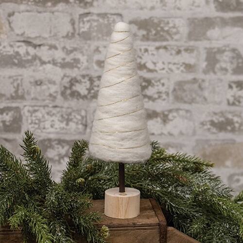Angle. BreeBe - *Cream Felted Wool Tree 10.25"H - White.