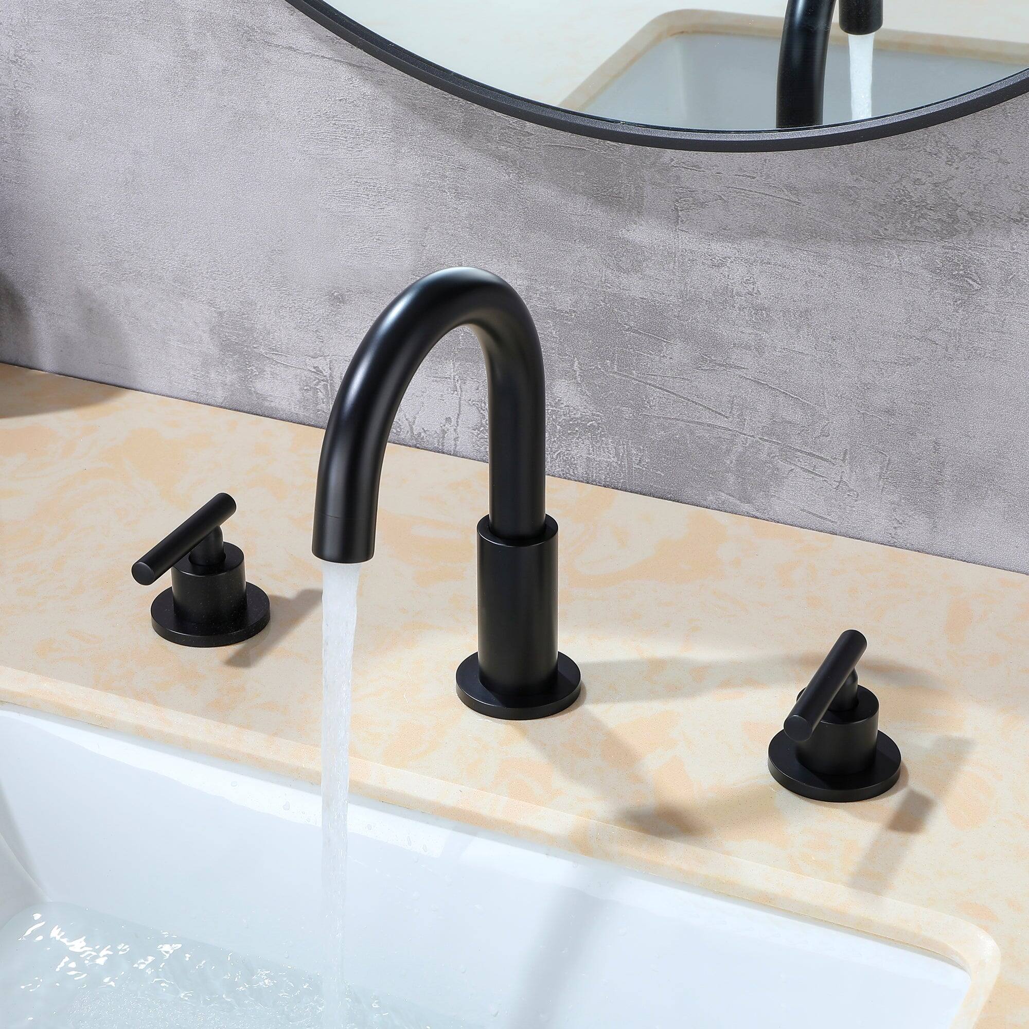 Alt View 9. Boyel Living - 8 in. Widespread 2-Handle Mid-Arc Bathroom Faucet with Valve and cUPC Water Supply Lines - Matte Black.