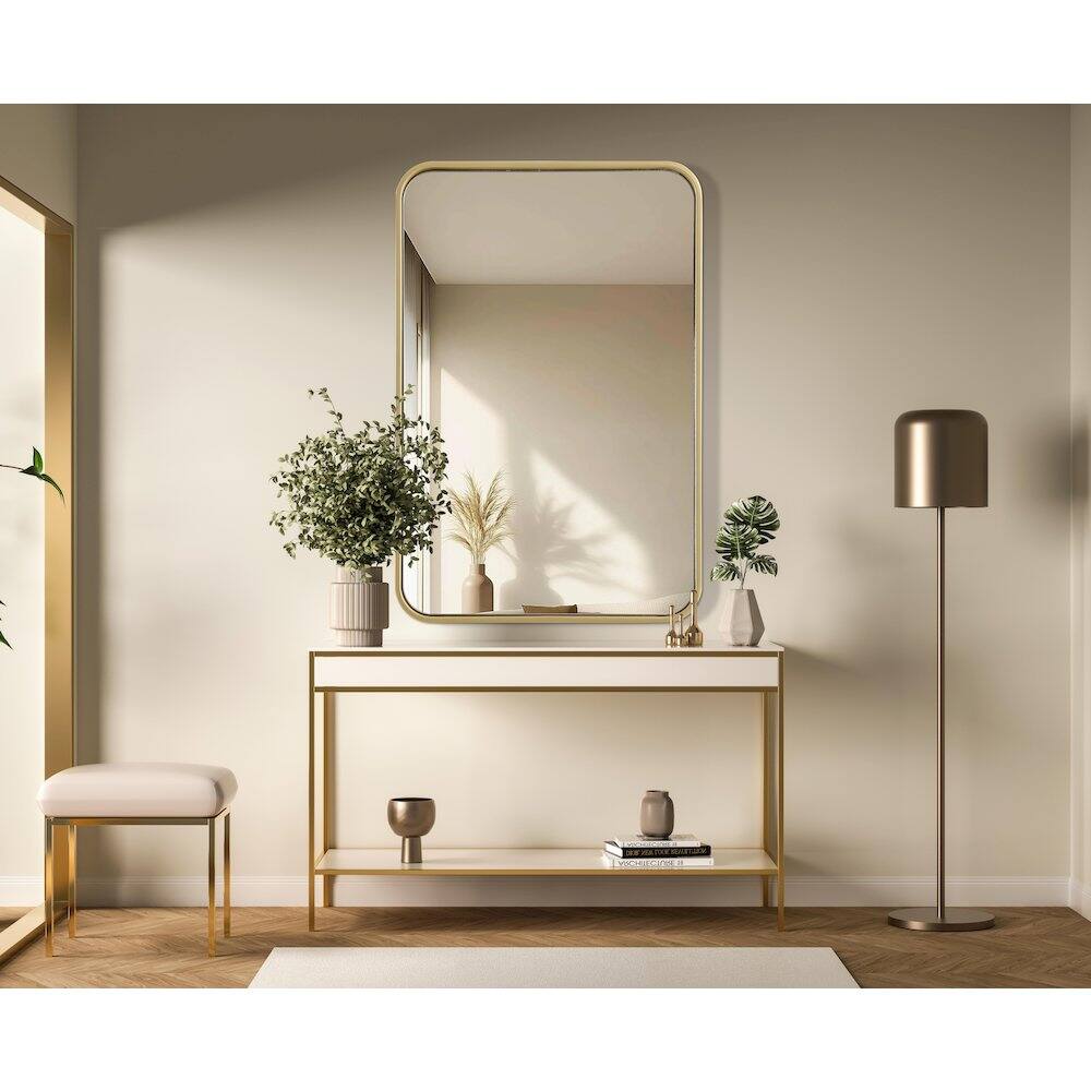 Alt View 6. Elegant Decor - Contour Metal Rectangle Mirror 20x30 in Brass - Brass.