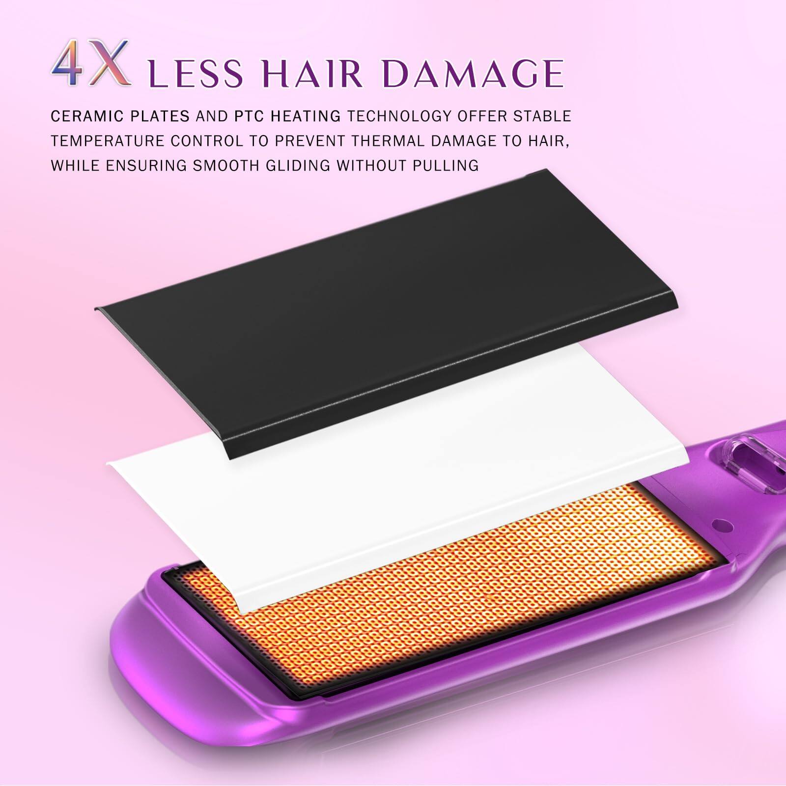 4X LESS HAIR DAMAGE

CERAMIC PLATES AND PTC HEATING TECHNOLOGY OFFER STABLE TEMPERATURE CONTROL TO PREVENT THERMAL DAMAGE TO HAIR, WHILE ENSURING SMOOTH GLIDING WITHOUT PULLING