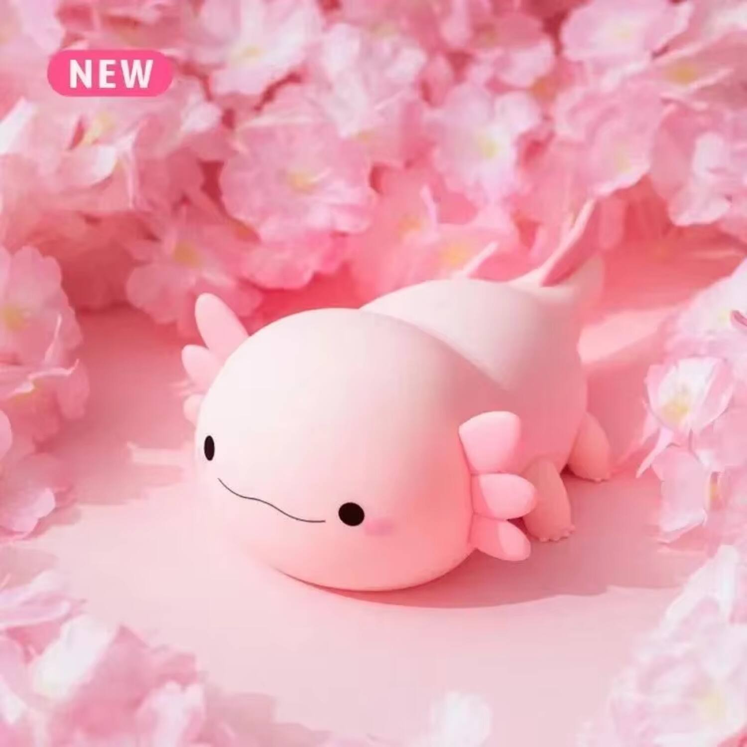 Alt View 3. Luckbyte - Cute Axolotl Silicone Night Light, USB Rechargeable Touch Control Nursery Lamp for Baby Kids - Pink.