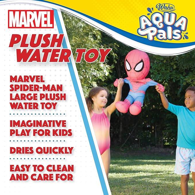MARVEL PLUSH WATER TOY  
Wahu AQUA Pals  
MARVEL SPIDER-MAN LARGE PLUSH WATER TOY  
IMAGINATIVE PLAY FOR KIDS  
DRIES QUICKLY  
EASY TO CLEAN AND CARE FOR