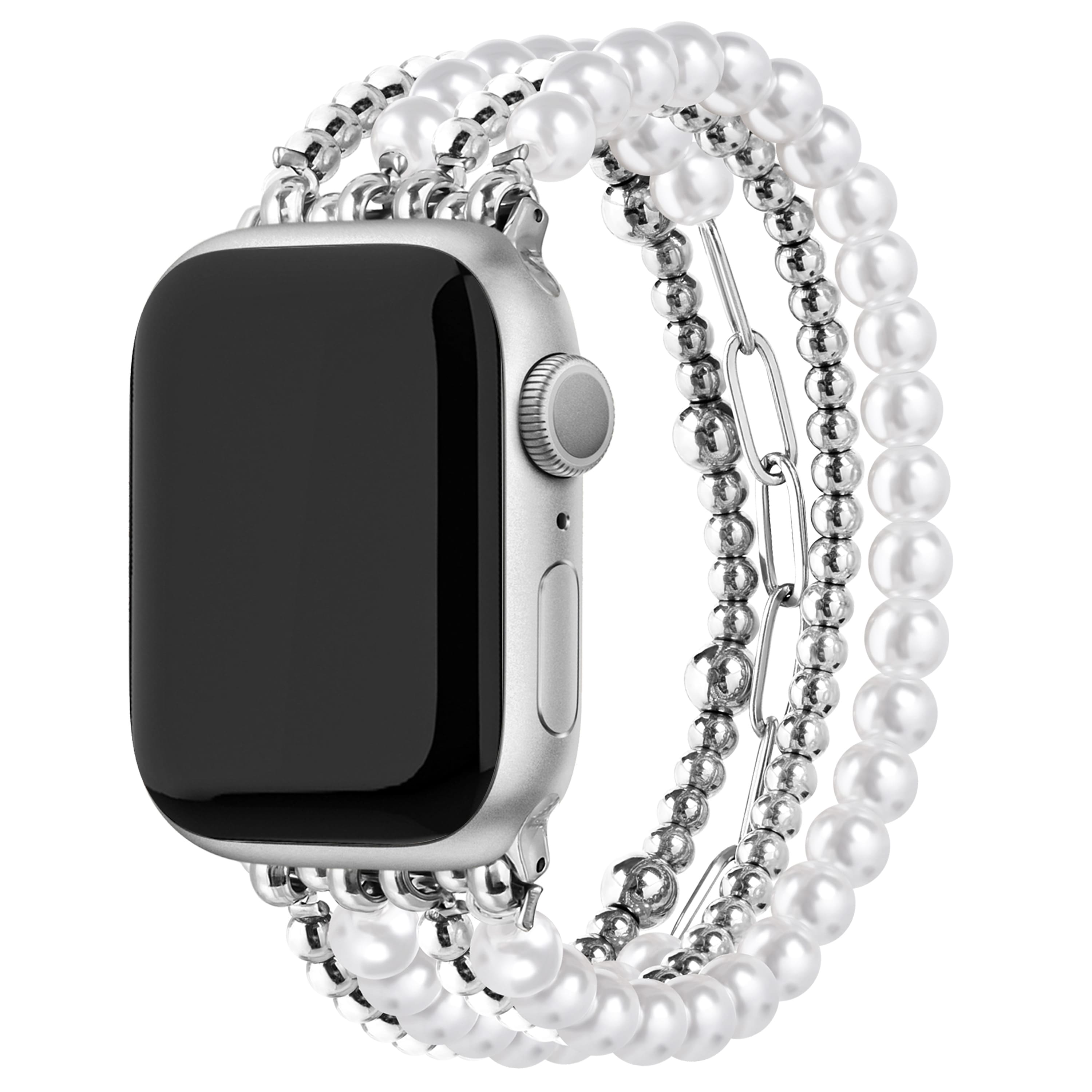 Posh Tech - Penny Beaded Band for Apple Watch - Silver
