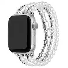 Front. Posh Tech - Penny Beaded Band for Apple Watch - Silver.