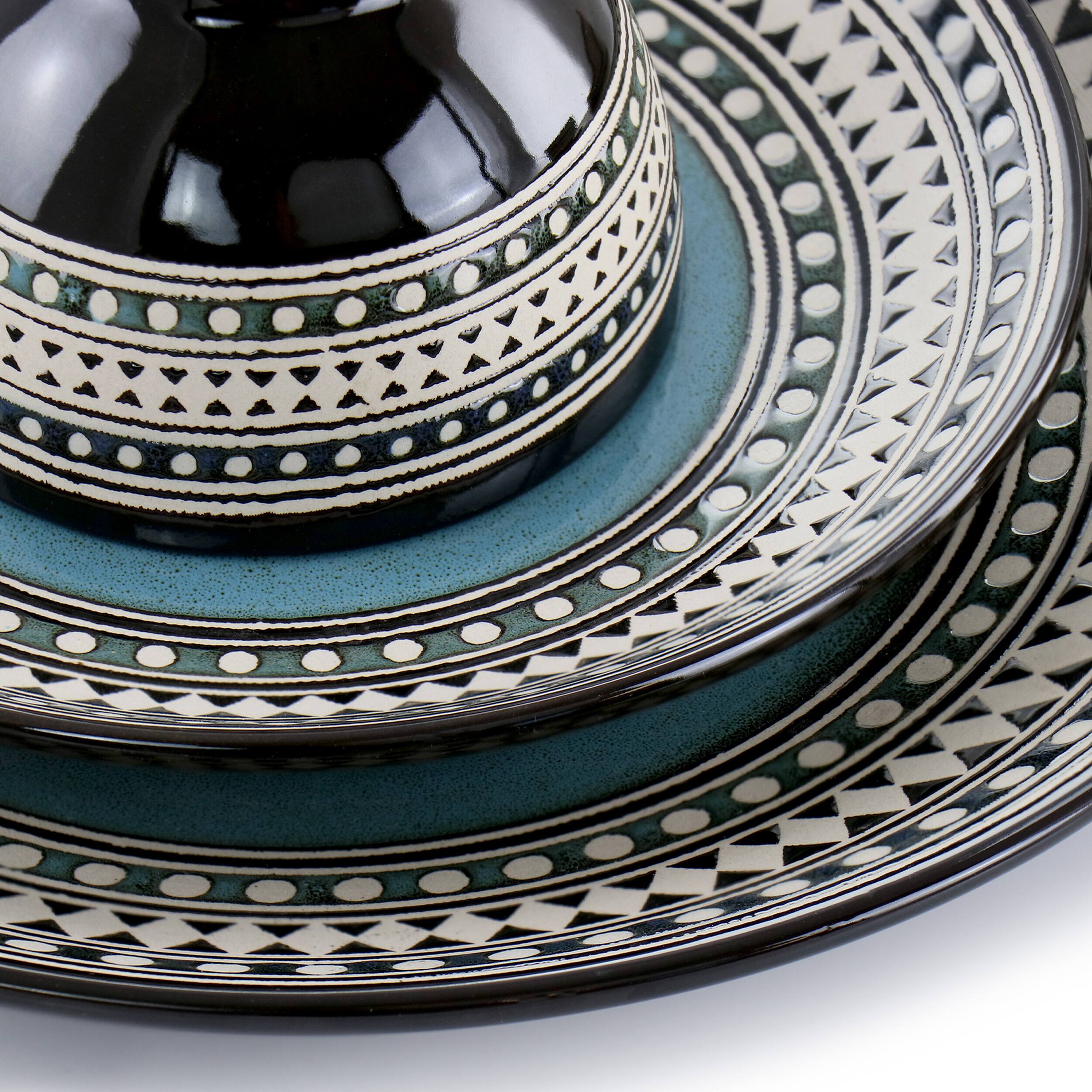 Alt View 7. Elama - Elama Blue Sage 16 Piece Double Bowl Stoneware Dinnerware Set in Blue - Blue.