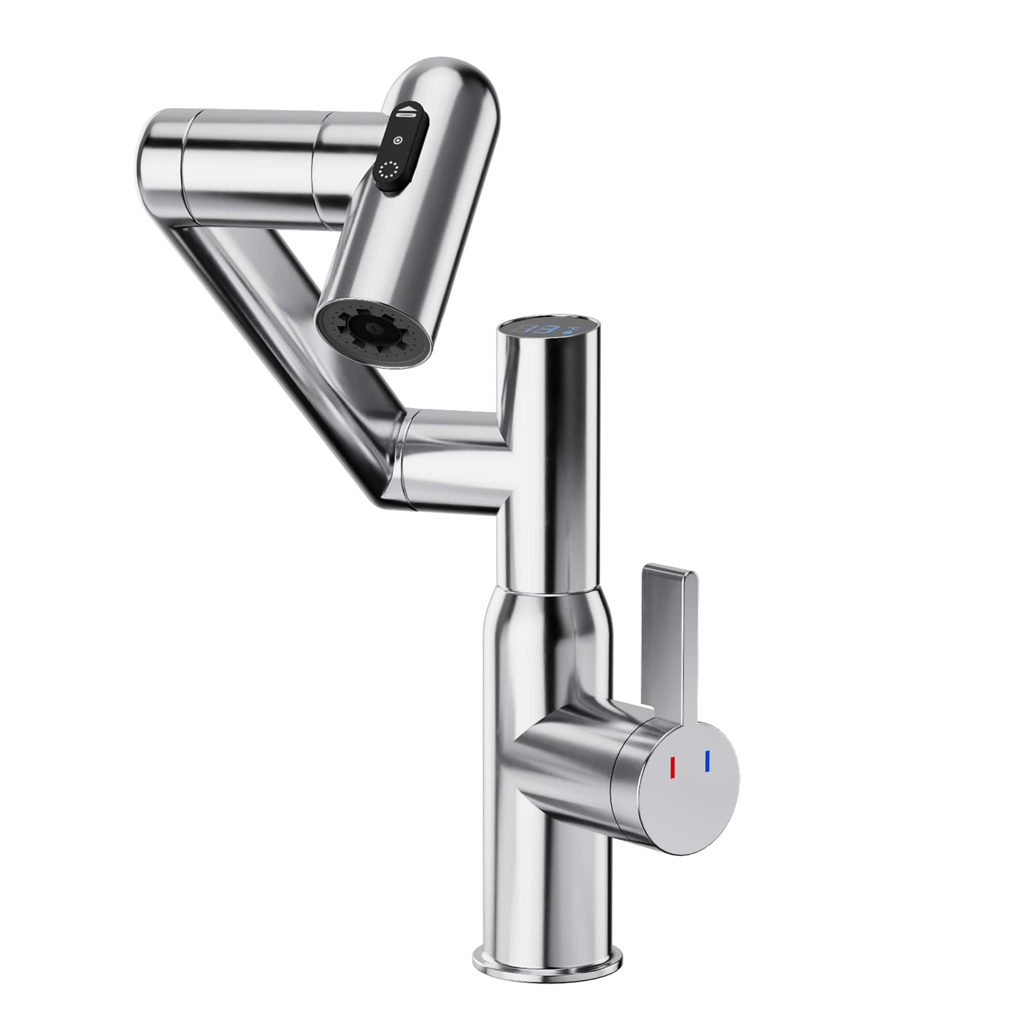 Bathroom Sink Faucet with Spray Function, Temperature Display, Anti-Slip Switch, Hot & Cold Controls, and 360° Swivel price history on PriceWatchPro