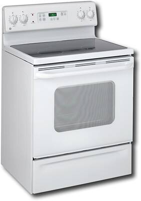 Angle Standard. GE - 30" Freestanding Electric Range - White on White.