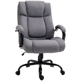 Loheer - Big and Tall Office Chair 485 lbs Capacity Wide Seat Executive Desk Chair - Light Gray
