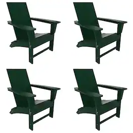 WestinTrends - Ashore Modern Outdoor Folding Adirondack Chair (Set of 4) - Dark Green